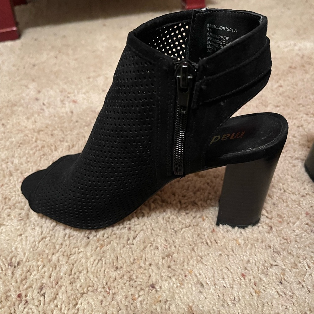 Madden Girl Black Perforated Heeled Booties
